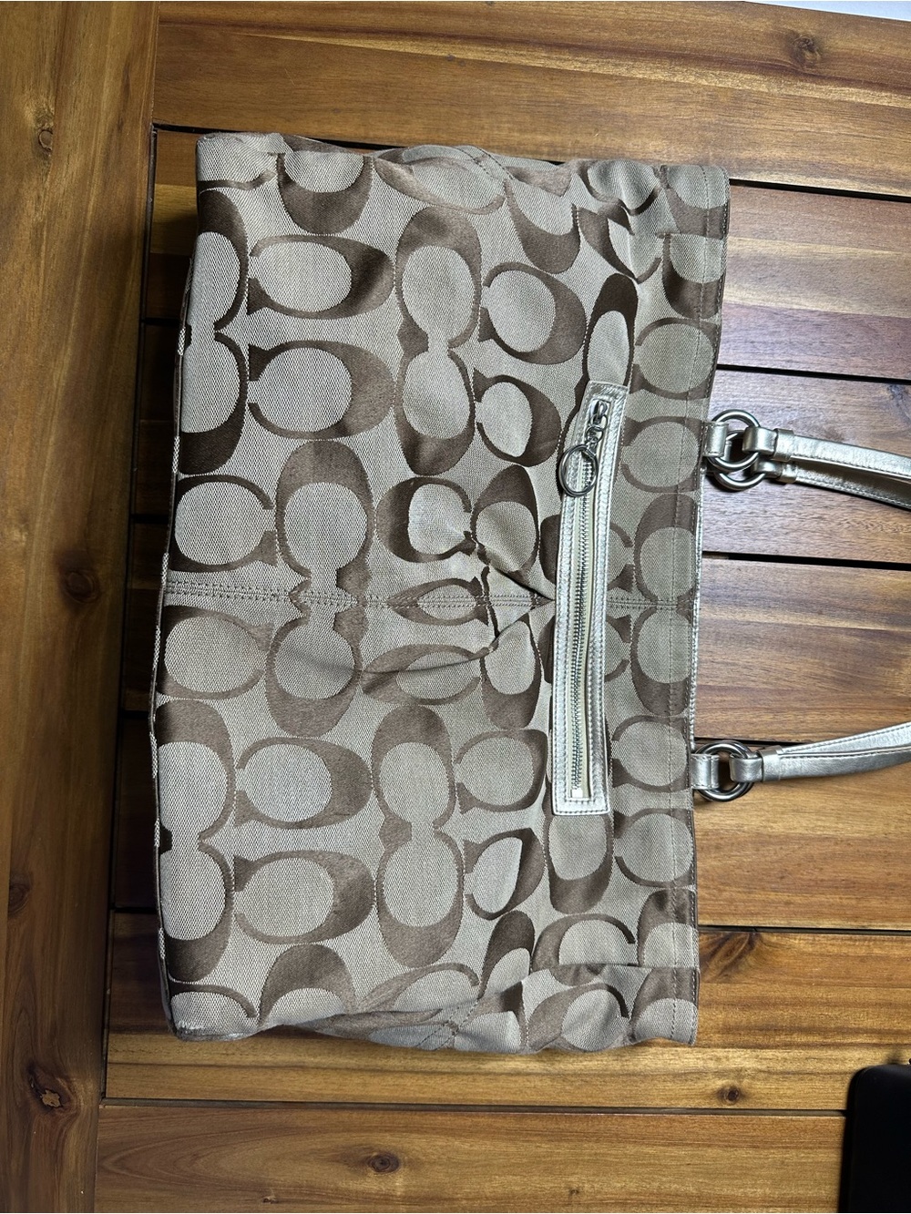 Coach Large Brown & Beige Signature Canvas Tote - Picture 2 of 12